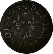 France Denier Tournois Henry IV 1607 A KM# 15 DENIER TOVRNOIS 1607 A coin reverse France Denier Tournois Henry IV 1607 A KM# 15 DENIER TOVRNOIS 1607 A coin reverse