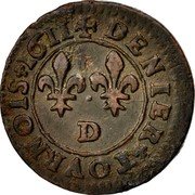 France Denier Tournois Louis XIII 1611 D KM# 42.2 DENIER TOVRNOIS 1612 D coin reverse France Denier Tournois Louis XIII 1611 D KM# 42.2 DENIER TOVRNOIS 1612 D coin reverse