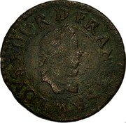 France Denier Tournois Louis XIII 1612 M KM# 42.5 LOYS XIII R D FRAN ET NA M coin obverse France Denier Tournois Louis XIII 1612 M KM# 42.5 LOYS XIII R D FRAN ET NA M coin obverse