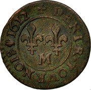 France Denier Tournois Louis XIII 1612 M KM# 42.5 DENIER TOVRNOIS 1612 M coin reverse France Denier Tournois Louis XIII 1612 M KM# 42.5 DENIER TOVRNOIS 1612 M coin reverse