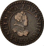 France Denier Tournois Louis XIII 1615 X KM# 42.8 LOVIS XIII R DE FRAN ET NAVA coin obverse