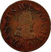 France Denier Tournois Louis XIII 1618 G KM# 70.3 LOYS XIII R D FRAN ET NAV coin obverse France Denier Tournois Louis XIII 1618 G KM# 70.3 LOYS XIII R D FRAN ET NAV coin obverse