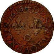 France Denier Tournois Louis XIII 1618 G KM# 70.3 DENIER TOVRNOIS 1618 G coin reverse France Denier Tournois Louis XIII 1618 G KM# 70.3 DENIER TOVRNOIS 1618 G coin reverse