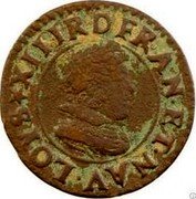 France Denier Tournois Louis XIII 1627 G KM# 79.4 LOYS XIII R D FRAN ET NAV coin obverse