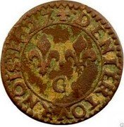 France Denier Tournois Louis XIII 1627 G KM# 79.4 DENIER TOVRNOIS 1627 coin reverse