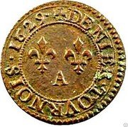 France Denier Tournois Louis XIII 1629 A KM# 79.1 DENIER TOVRNOIS 1629 A coin reverse France Denier Tournois Louis XIII 1629 A KM# 79.1 DENIER TOVRNOIS 1629 A coin reverse