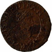 France Denier Tournois Louis XIII 1631 H KM# 79.5 LOVIS XIII R D FRAN ET NAVA H coin obverse