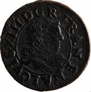 France Denier Tournois Louis XIII 1635 Shield KM# 89 LOVIS XIII R D FRAN E NA coin obverse France Denier Tournois Louis XIII 1635 Shield KM# 89 LOVIS XIII R D FRAN E NA coin obverse