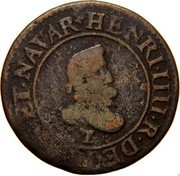 France Double Tournois Henry IV 1608 Z KM# 33 HENRI IIII R DE FRAN ET NAVAR coin obverse France Double Tournois Henry IV 1608 Z KM# 33 HENRI IIII R DE FRAN ET NAVAR coin obverse