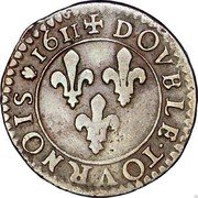 France Double Tournois Louis XIII 1611 M KM# 43.5 DOVBLE TOVRNOIS 1611 coin reverse France Double Tournois Louis XIII 1611 M KM# 43.5 DOVBLE TOVRNOIS 1611 coin reverse