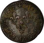 France Double Tournois Louis XIII 1612 M KM# 59.4 DOVBLE TOVRNOIS 1612 coin reverse