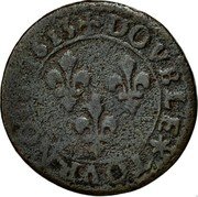 France Double Tournois Louis XIII 1613 K KM# 59.3 DOVBLE TOVRNOIS 1613 coin reverse France Double Tournois Louis XIII 1613 K KM# 59.3 DOVBLE TOVRNOIS 1613 coin reverse