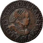 France Double Tournois Louis XIII 1614 X KM# 60 LOVIS XIII R DE FRAN ET NAVA X coin obverse France Double Tournois Louis XIII 1614 X KM# 60 LOVIS XIII R DE FRAN ET NAVA X coin obverse