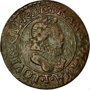 France Double Tournois Louis XIII 1615 T KM# 43.7 LOVIS XIII R DE FRAN ET NAV T coin obverse France Double Tournois Louis XIII 1615 T KM# 43.7 LOVIS XIII R DE FRAN ET NAV T coin obverse