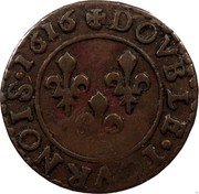 France Double Tournois Louis XIII 1616 T KM# 59.5 DOVBLE TOVRNOIS 1616 coin reverse France Double Tournois Louis XIII 1616 T KM# 59.5 DOVBLE TOVRNOIS 1616 coin reverse