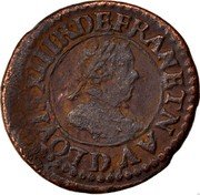 France Double Tournois Louis XIII 1618 D KM# 43.2 LOVIS XIII R D FRAN ET NAV D coin obverse France Double Tournois Louis XIII 1618 D KM# 43.2 LOVIS XIII R D FRAN ET NAV D coin obverse