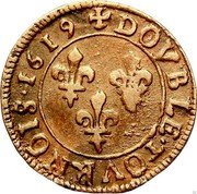 France Double Tournois Louis XIII 1618 K KM# 43.4 DOVBLE TOVRNOIS 1619 coin reverse France Double Tournois Louis XIII 1618 K KM# 43.4 DOVBLE TOVRNOIS 1619 coin reverse