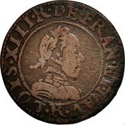 France Double Tournois Louis XIII 1618 R KM# 43.6 LOYS XIII R DE FRAN ET NAV R coin obverse France Double Tournois Louis XIII 1618 R KM# 43.6 LOYS XIII R DE FRAN ET NAV R coin obverse