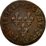 France Double Tournois Louis XIII 1619 G KM# 43.3 DOVBLE TOVRNOIS 1619 coin reverse France Double Tournois Louis XIII 1619 G KM# 43.3 DOVBLE TOVRNOIS 1619 coin reverse
