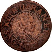 France Double Tournois Louis XIII 1626 O KM# 61.6 LOYS XIII R D FRAN ET NAV O coin obverse