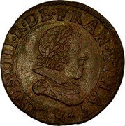 France Double Tournois Louis XIII 1627 K KM# 61.5 LOVIS XIII R DE FRAN ET NAV K coin obverse