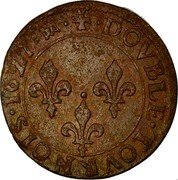France Double Tournois Louis XIII 1627 K KM# 61.5 DOVBLE TOVRNOIS 1627 coin reverse