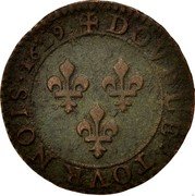 France Double Tournois Louis XIII 1629 A KM# 86.1 DOVBLE TOVRNOIS 1629 coin reverse
