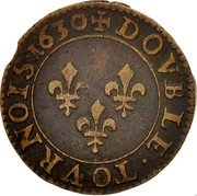 France Double Tournois Louis XIII 1630 A KM# 72.1 DOVBLE TOVRNOIS 1630 coin reverse