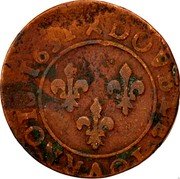 France Double Tournois Louis XIII 1631 D KM# 86.3 DOVBLE TOVRNOIS 1632 coin reverse France Double Tournois Louis XIII 1631 D KM# 86.3 DOVBLE TOVRNOIS 1632 coin reverse