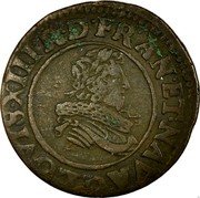 France Double Tournois Louis XIII 1633 D KM# 72.2 LOVIS XIII R D FRAN ET NAVA coin obverse