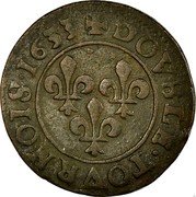 France Double Tournois Louis XIII 1633 D KM# 72.2 DOVBLE TOVRNOIS 1633 coin reverse