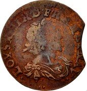 France Double Tournois Louis XIII 1637 KM# 86.8 LOYS XIII R D FRAN ET NAV coin obverse France Double Tournois Louis XIII 1637 KM# 86.8 LOYS XIII R D FRAN ET NAV coin obverse