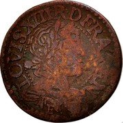 France Double Tournois Louis XIII 1638 E KM# 86.4 LOVIS XIII R D FRAN E N coin obverse France Double Tournois Louis XIII 1638 E KM# 86.4 LOVIS XIII R D FRAN E N coin obverse