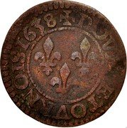 France Double Tournois Louis XIII 1638 E KM# 86.4 DOVBLE TOVRNOIS 1638 coin reverse France Double Tournois Louis XIII 1638 E KM# 86.4 DOVBLE TOVRNOIS 1638 coin reverse