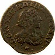 France Double Tournois Louis XIII 1638 KM# 86.13 LOYS XIII R D FRAN ET NAV coin obverse France Double Tournois Louis XIII 1638 KM# 86.13 LOYS XIII R D FRAN ET NAV coin obverse