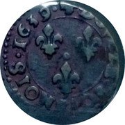 France Double Tournois Louis XIII 1639 K KM# 86.6 DOVBLE TOVRNOIS 1638 coin reverse France Double Tournois Louis XIII 1639 K KM# 86.6 DOVBLE TOVRNOIS 1638 coin reverse