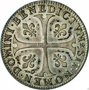 France Douzain Louis XIV 1658 KM# 197 SIT NOMEN DOMINI BENEDICTVM coin reverse France Douzain Louis XIV 1658 KM# 197 SIT NOMEN DOMINI BENEDICTVM coin reverse