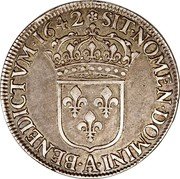 France ECU Louis XIII 1642 A KM# 120.1 SIT NOMEN DOMINI A BENEDICTVM 1642 coin reverse France ECU Louis XIII 1642 A KM# 120.1 SIT NOMEN DOMINI A BENEDICTVM 1642 coin reverse