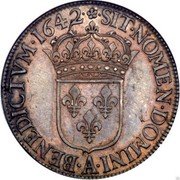 France ECU Louis XIII 1642 KM# 120.2 SIT NOMEN DOMINI A BENEDICTVM 1642 coin reverse France ECU Louis XIII 1642 KM# 120.2 SIT NOMEN DOMINI A BENEDICTVM 1642 coin reverse