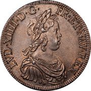 France ECU Louis XIV 1643 A KM# 144.1 LVD. XIIII. D. G. FR. ET. NAV. REX coin obverse France ECU Louis XIV 1643 A KM# 144.1 LVD. XIIII. D. G. FR. ET. NAV. REX coin obverse