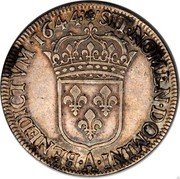 France ECU Louis XIV 1644 A KM# 144.2 SIT NOMEN DOMINI A BENEDICTVM 1644 coin reverse France ECU Louis XIV 1644 A KM# 144.2 SIT NOMEN DOMINI A BENEDICTVM 1644 coin reverse