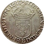 France ECU Louis XIV 1648 B KM# 155.2 SIT NOMEN DOMINI B BENEDICTVM 1648 coin reverse France ECU Louis XIV 1648 B KM# 155.2 SIT NOMEN DOMINI B BENEDICTVM 1648 coin reverse