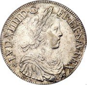 France ECU Louis XIV 1648 F KM# 155.5 LVD XIIII D G FR ET NAV REX coin obverse France ECU Louis XIV 1648 F KM# 155.5 LVD XIIII D G FR ET NAV REX coin obverse