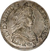France ECU Louis XIV 1648 G KM# 155.6 LVD XIIII D G FR ET NAV REX coin obverse France ECU Louis XIV 1648 G KM# 155.6 LVD XIIII D G FR ET NAV REX coin obverse