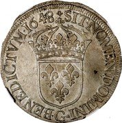 France ECU Louis XIV 1648 G KM# 155.6 SIT NOMEN DOMINI G BENEDICTVM 1648 coin reverse France ECU Louis XIV 1648 G KM# 155.6 SIT NOMEN DOMINI G BENEDICTVM 1648 coin reverse