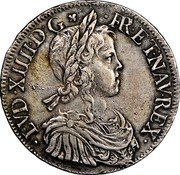 France ECU Louis XIV 1649 N KM# 155.12 LVD XIIII D G FR ET NAV REX coin obverse France ECU Louis XIV 1649 N KM# 155.12 LVD XIIII D G FR ET NAV REX coin obverse