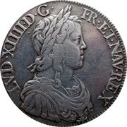 France ECU Louis XIV 1652 A KM# 155.1 LVD XIIII D G FR ET NAV REX coin obverse France ECU Louis XIV 1652 A KM# 155.1 LVD XIIII D G FR ET NAV REX coin obverse