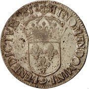 France ECU Louis XIV 1652 Numeral 9 KM# 155.19 SIT NOMEN DOMINI 9 BENEDICTVM 1648 coin reverse