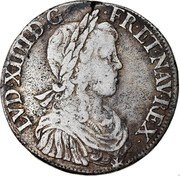 France ECU Louis XIV 1652 P KM# 155.14 LVD XIIII D G FR ET NAV REX coin obverse France ECU Louis XIV 1652 P KM# 155.14 LVD XIIII D G FR ET NAV REX coin obverse