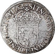France ECU Louis XIV 1652 P KM# 155.14 SIT NOMEN DOMINI P BENEDICTVM 1652 coin reverse France ECU Louis XIV 1652 P KM# 155.14 SIT NOMEN DOMINI P BENEDICTVM 1652 coin reverse
